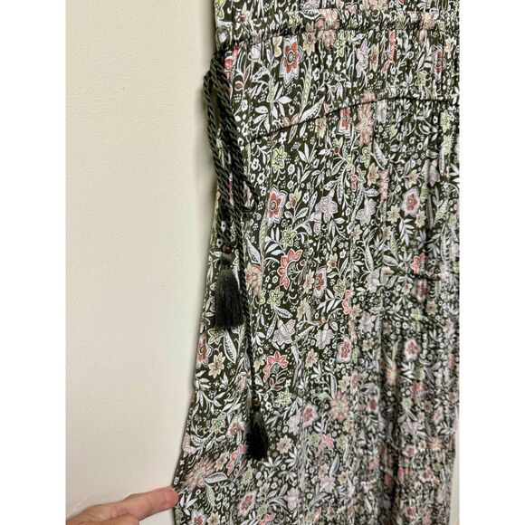J. JILL Brown Floral Print Dropped Waist Tassel Tie Maxi Dress, Sz M - Picture 2 of 7